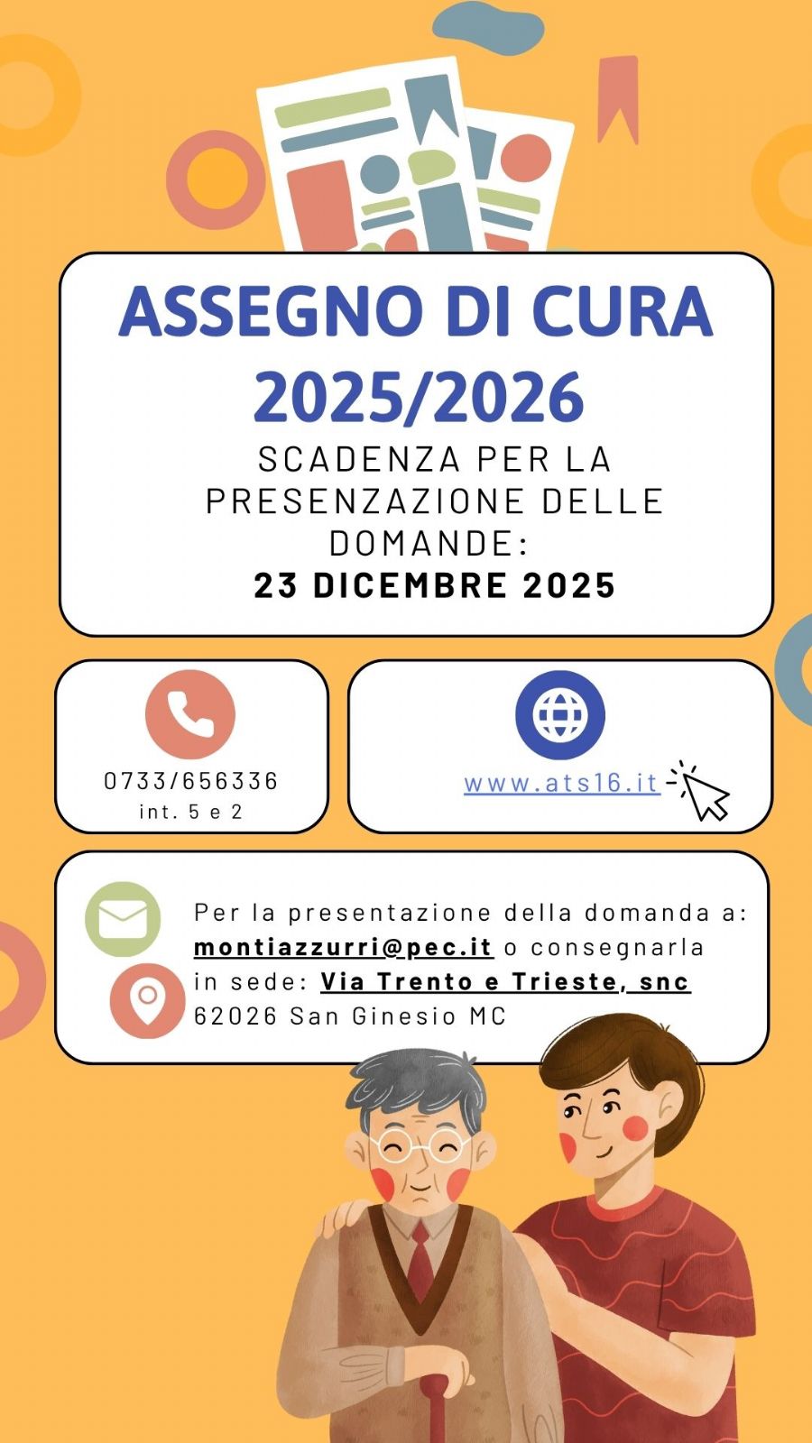 'ASSEGNO DI CURA PER ANZIANI NON AUTOSUFFICIENTI' ANNO 2025/2026